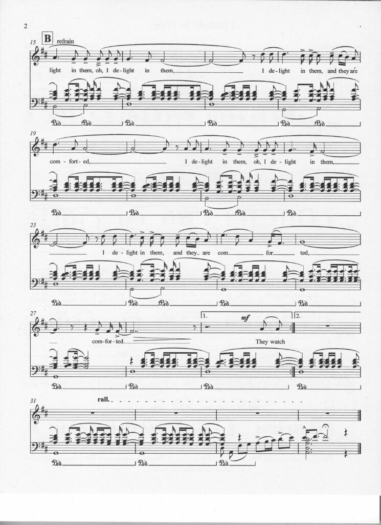 Second page of the spiritual song entitled "I Delight In Them" by d. g. watts, copyright © 2024 The Kindred Of The Eternal.